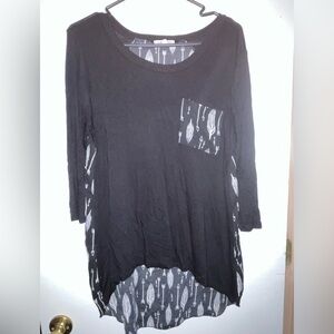 Black Women's Top with Feathers & Arrows Print
